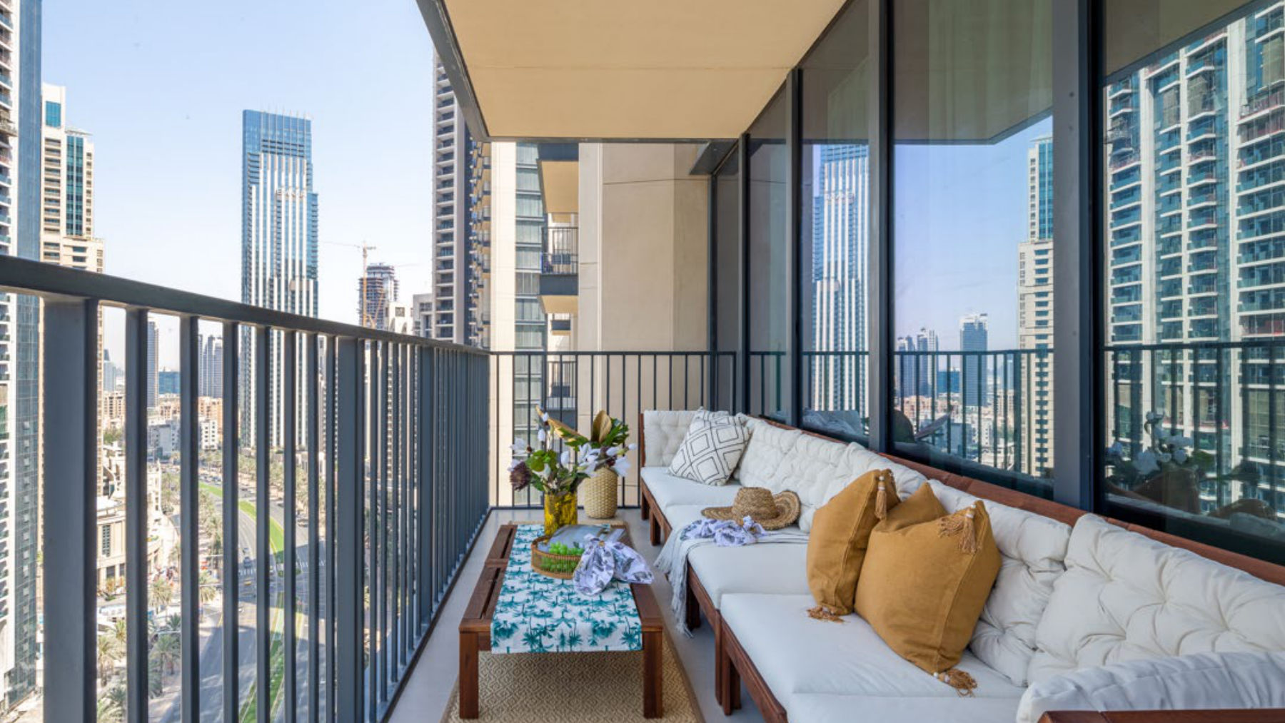 Balcony lounge overlooking the city
